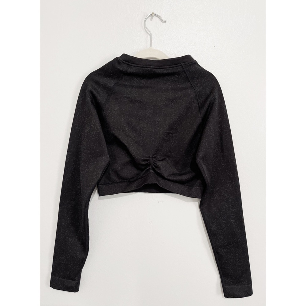 Adapt Fleck Seamless Long Sleeve Crop Top Crew Neck Activewear Tops Black Medium - Picture 2 of 9